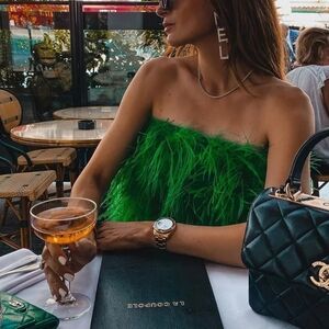 Ostrich feathers cropped top
